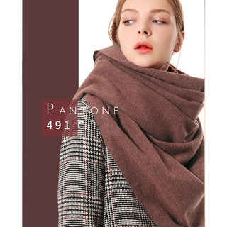 Buy brown Women Thick Solid-Colored Woolen Scarf