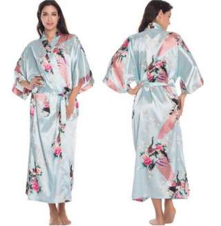 Buy light-blue Women Satin Silk Robe