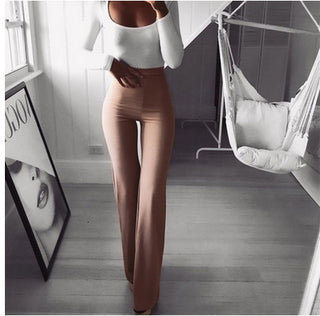 Buy khaki Women Wide Leg Flared Legging Pants