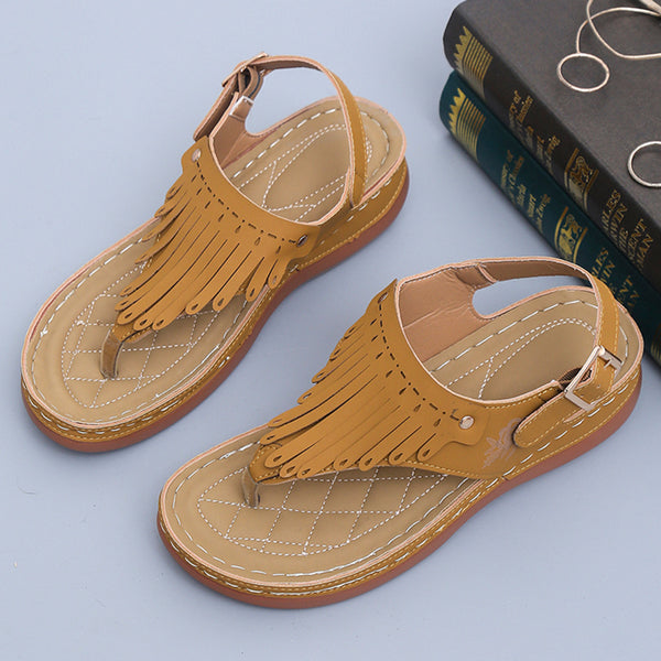 Women's Roman Cutout Thong Wedge Sandals