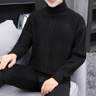 Buy black Men Casual Loose High Neck Sweater