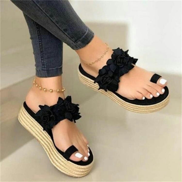 Floral Strap Single Toe Slip-on Sandals