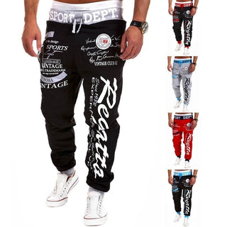 Men's Letter Print Skinny Harem Pants