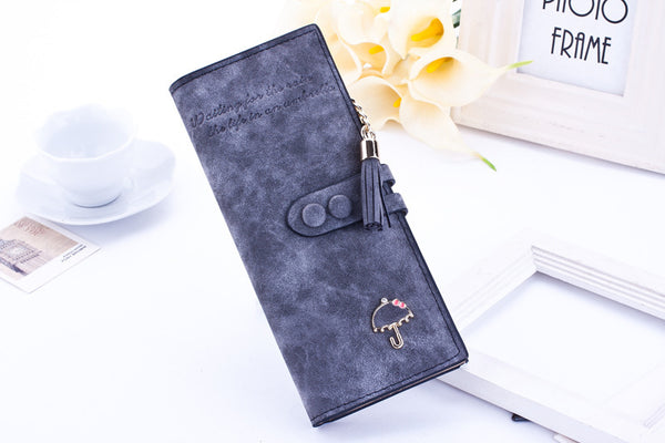 Women Solid Colored Umbrella-Clipped Wallet