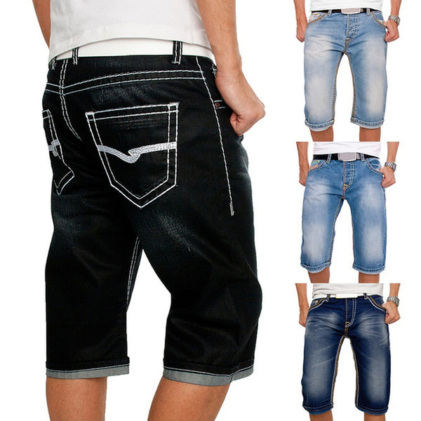 Men Casual Fashion Fold Pockets Denim Pants