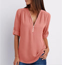 Women's Long Sleeve Loose V-neck Shirt