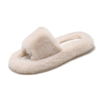 Buy white Fur Edge Strap Plush Comfort Slip-on Shoes