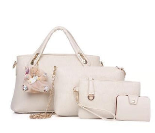 Four Piece PU Leather Solid Color Bag Set