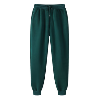 Buy green Unisex Cotton Solid Color Mid Waist Sweat Pants