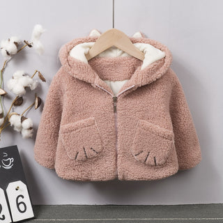 Buy pink Cashmere Cotton Cat Ear Wool Hooded Sweater