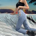 Side Slit Chain High Waist Jean