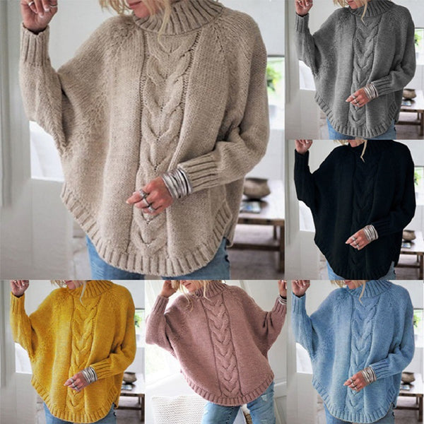 Women Loose Pullover Shawl-Like Sweater