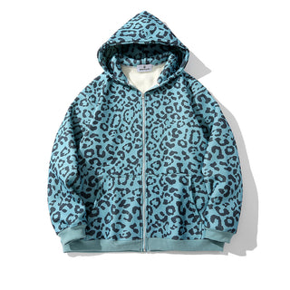 Buy blue Men  Printed Fleece Cardigan Hoodie