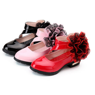 Floral Square Buckle Leather Viscose Shoes