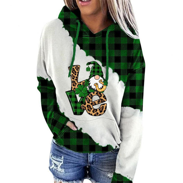 Women Lucky Grass Print Sweatshirts Hoodie