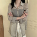 Chiffon See-through Collared Cardigan Top