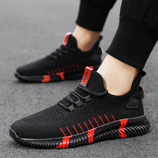 Buy black-red Men Breathable Lightweight Running Shoes