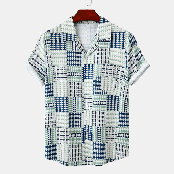 Men Short Sleeve Fashion Print Shirt