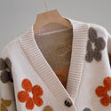 Floral Knitted Cardigan Sweater