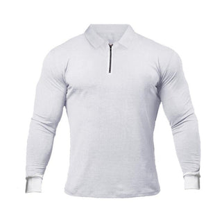 Buy white Men Long-Sleeved Casual Polo Shirt