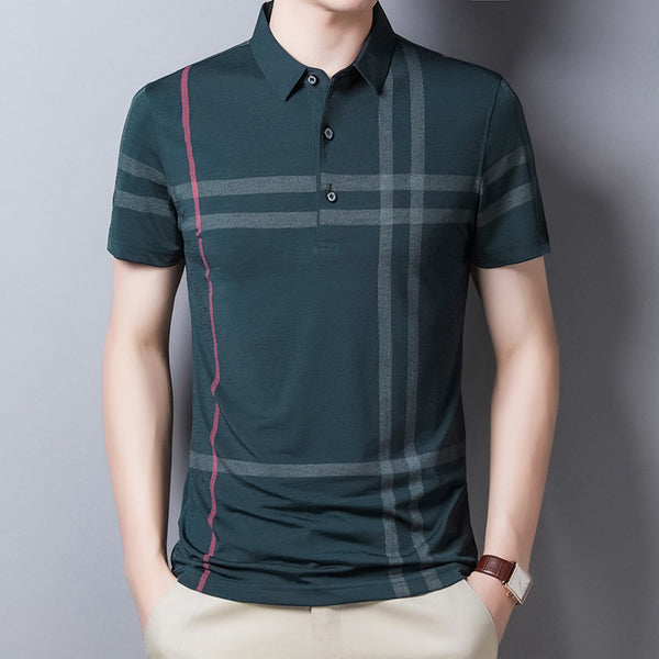 Men Striped Slim Fit Polo T-Shirt