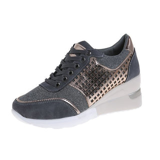 Buy grey Sequined Leather Mesh Patterned Sneakers