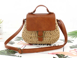 Buy brown Women Antique Woven Messenger Straw Bag