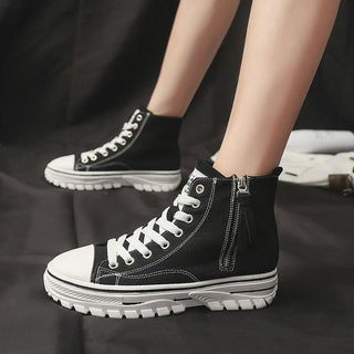 Women Casual Canvas High Top Platform Sneakers-