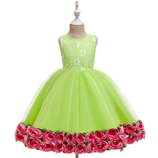 Buy green Girl Floral Mesh Dress