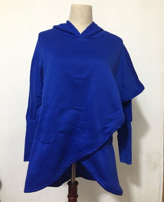 Buy blue Women Loose Cotton Shawl Hoodie