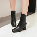 Women Thick Heeled Leather Boots