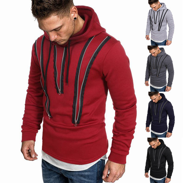 Men Casual Striped Pullover Hoodie