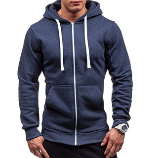 Men Casual Zippered Pullover Hoodie