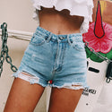 Women Ripped Frayed Denim Shorts