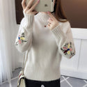 Turtleneck Sweater with Floral Sleeves