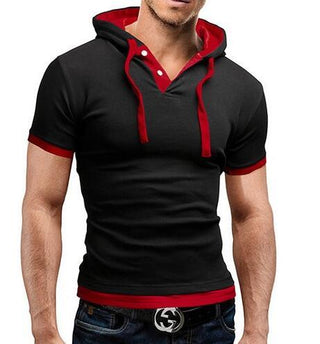 Men Polo Short Sleeve Hooded Shirt