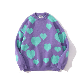 Buy purple Heart Full Jacquard Sweater