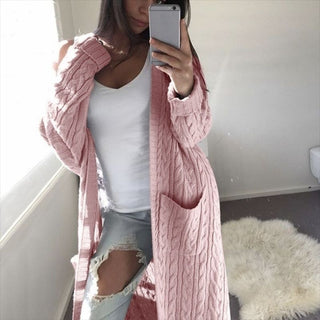 Buy pink Long Double Pocket Full Body Twist Cardigan