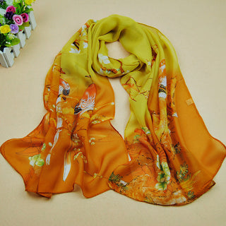 Buy orange-yellow Women Chiffon Printed Scarf