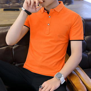 Buy orange-and-black Men Casual Short Sleeve Polo Shirts