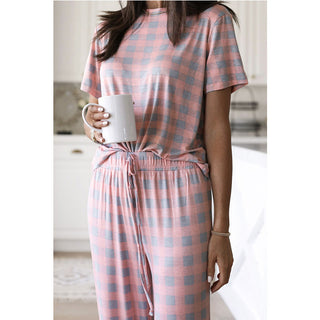 Buy pink Printed Short Sleeve Two-Piece Loungewear