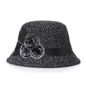 Woolen Pom Pom Flowered Ribbon Hat