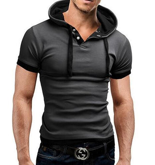 Men Polo Short Sleeve Hooded Shirt