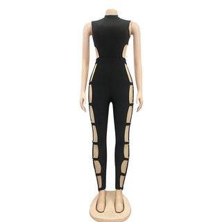 Buy black Hollow Back Skinny Jumpsuit