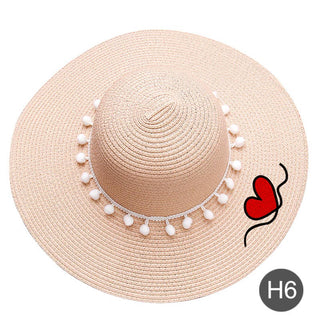 Buy 6 Women Plain Heart Patterned Straw Hat