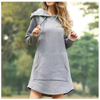 Buy grey Solid Color Long Sleeve Hoodie