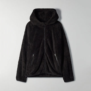 Buy black Fleece Zip-up Hooded Sweater