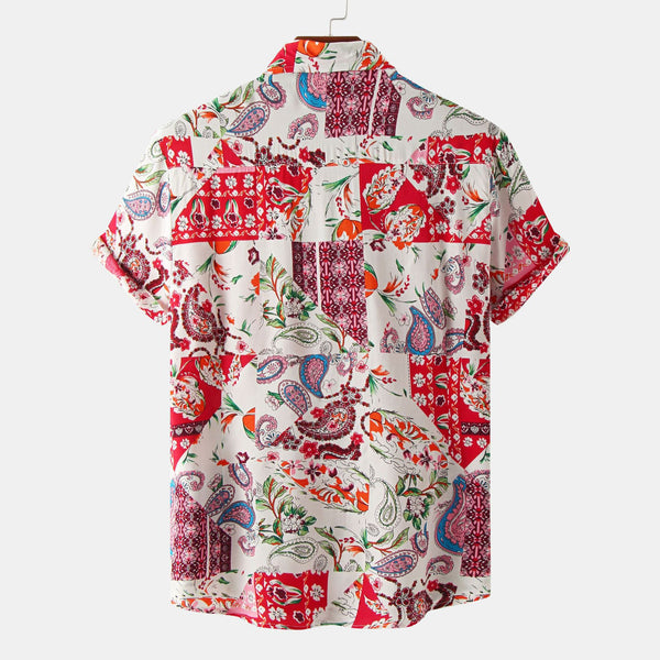 Men Casual Short Sleeve Floral Shirt