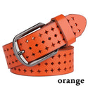 Leather Alloy Pin Buckle Multi Hole Belt