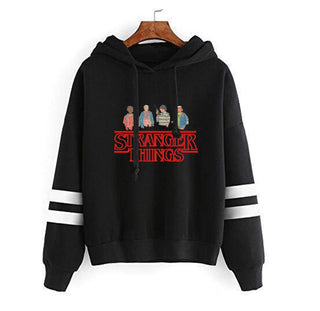 Buy black Stranger Things Striped Hoodies